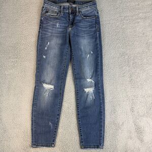 S‎ Judy Blue Jeans Blue Womens 3/26 Denim Relaxed Fit Distressed Medium Washed